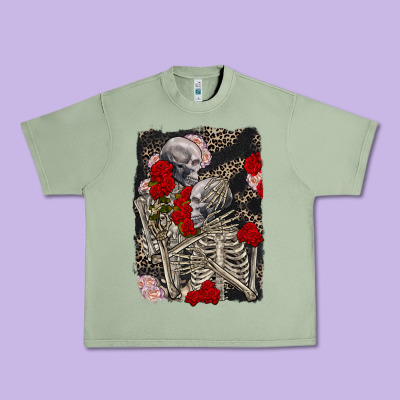 Two Skeletons Hugging Valentine's Day Urban Heavy Tee Designed By Fadigitalartstudio