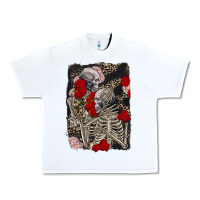White Two skeletons hugging Valentine's Day Urban Heavy Tee - FaDigitalArtStudio