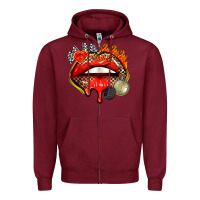 Burgundy race lips Zipper Hoodie - AdoDesignShop