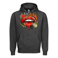 Charcoal Heather race lips Zipper Hoodie - AdoDesignShop