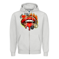 Dove Grey race lips Zipper Hoodie - AdoDesignShop