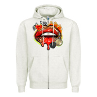 Oatmeal Heather race lips Zipper Hoodie - AdoDesignShop