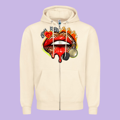 Race Lips Zipper Hoodie Designed By Adodesignshop