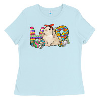 Baby Blue Hop rabbit Easter Day Ladies Tee - HowdyJamesFarm