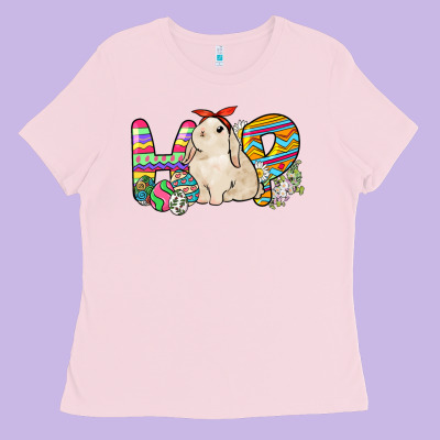 Hop Rabbit Easter Day Ladies Tee Designed By Howdyjamesfarm