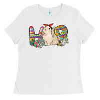 White Hop rabbit Easter Day Ladies Tee - HowdyJamesFarm