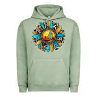 Pigment Oil Green sunset sunflower Urban Hoodie - JahusDesignShop