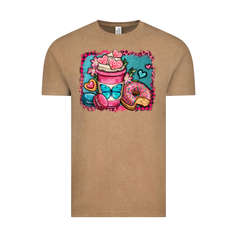 Valentines Day Coffee Cup And Sweets Vintage Tee by OliviaCreatesArt | Teevron