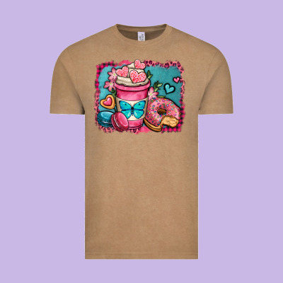 Valentines Day Coffee Cup And Sweets Vintage Tee Designed By Oliviacreatesart