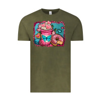 Vintage Olive valentines day coffee cup and sweets Vintage Tee - OliviaCreatesArt