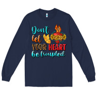 Navy Don't Let Your Heart Be Troupled Long Sleeve Tee - BundleAndBundleShop