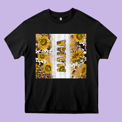 Western Mother's Day Mama With Cowhide And Sunflowers Tumbler Tbs Heavy Core Tee Designed By Tumblerdesignbyshophia