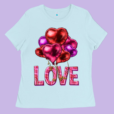 Love Heart Balloons Valentine's Day Ladies Tee Designed By Howdyjamesfarm