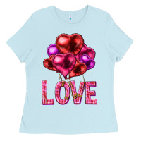 Baby Blue Love heart balloons Valentine's Day Ladies Tee - HowdyJamesFarm