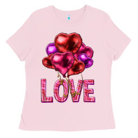 Bubblegum Pink Love heart balloons Valentine's Day Ladies Tee - HowdyJamesFarm