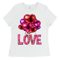 White Love heart balloons Valentine's Day Ladies Tee - HowdyJamesFarm