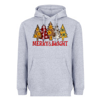 Heather Grey merry and bright leopard christmas trees Heavyweight Hoodie - AdoDesignShop