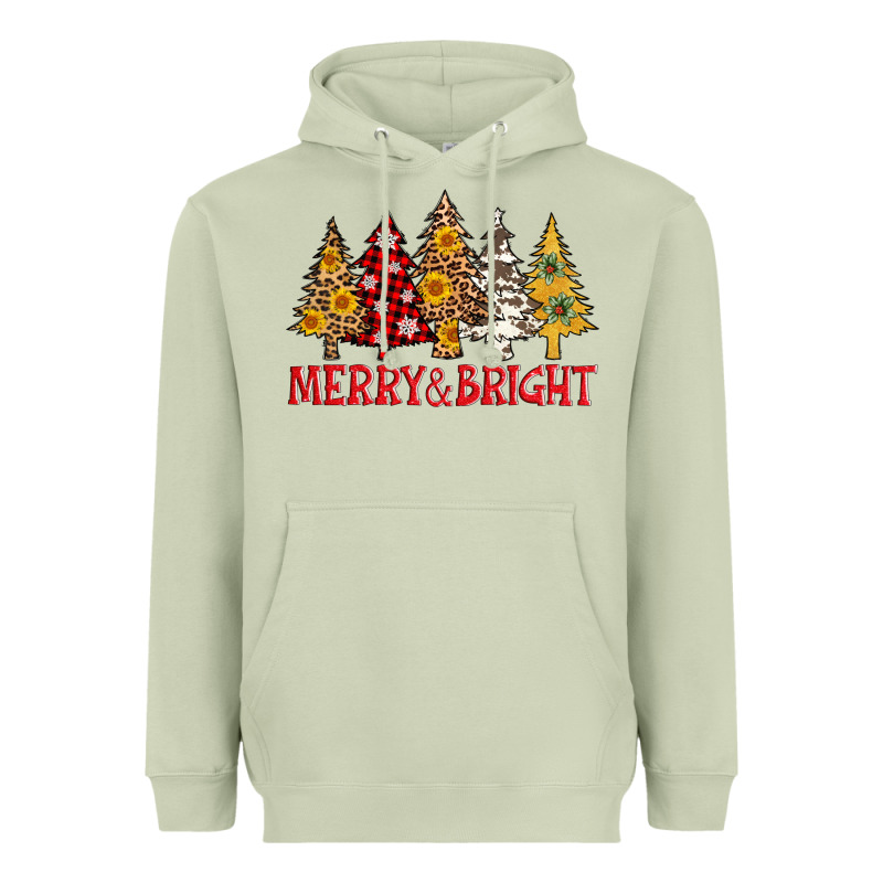 Merry And Bright Leopard Christmas Trees Heavyweight Hoodie by AdoDesignShop | Teevron