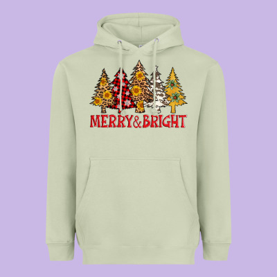 Merry And Bright Leopard Christmas Trees Heavyweight Hoodie Designed By Adodesignshop