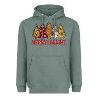 Sage merry and bright leopard christmas trees Heavyweight Hoodie - AdoDesignShop