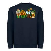Navy sunflowers coffee cups Heavyweight Sweatshirt - AdoDesignShop