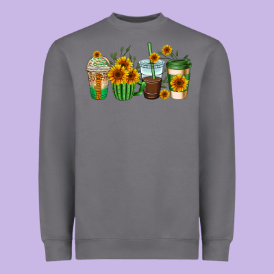 Sunflowers Coffee Cups Heavyweight Sweatshirt Designed By Adodesignshop