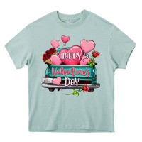 Arona Happy Valentine's day turquoise truck Heavy Core Tee - HowdyJamesFarm
