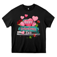 Black Happy Valentine's day turquoise truck Heavy Core Tee - HowdyJamesFarm
