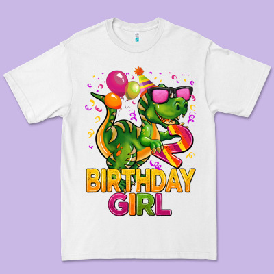 2rd Birthday Girl T Rex Pink Premium Tee Designed By Cowgirlartshop
