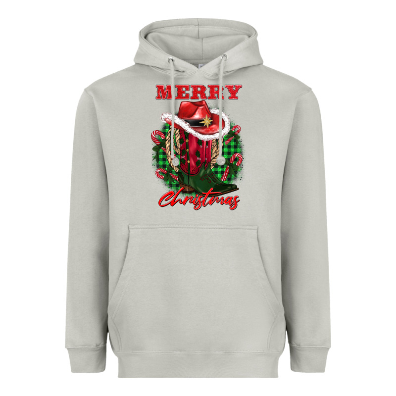Merry Christmas Boots Hat Rope Heavyweight Hoodie by AdoDesignShop | Teevron