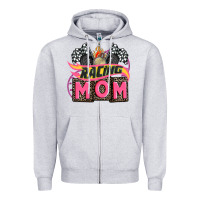 Heather Grey racing mom with racing oto equipment Zipper Hoodie - AdoDesignShop
