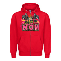 Red racing mom with racing oto equipment Zipper Hoodie - AdoDesignShop