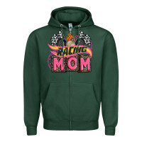 Sports Green racing mom with racing oto equipment Zipper Hoodie - AdoDesignShop