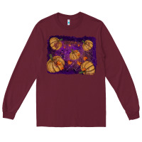 Burgundy halloween leaves tool leather backround Long Sleeve Tee - RanaPortraitStore