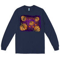Navy halloween leaves tool leather backround Long Sleeve Tee - RanaPortraitStore