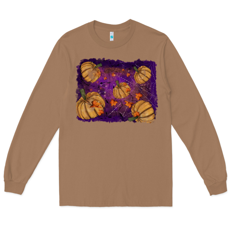 Halloween Leaves Tool Leather Backround Long Sleeve Tee by RanaPortraitStore | Teevron