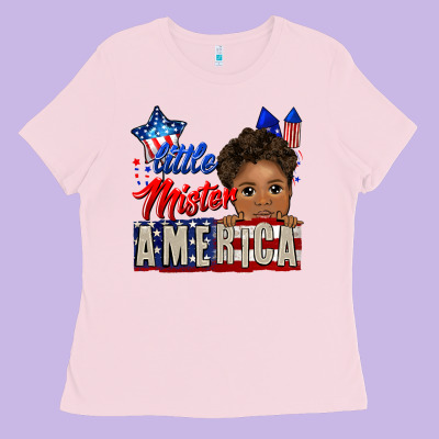 Little Mister America Black Boy Ladies Tee Designed By Cowgirlartshop