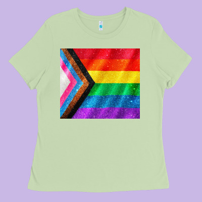 Pride Flag Ladies Tee Designed By Cowgirlartshop