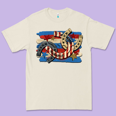 4th Of July Horseshoe Premium Tee Designed By Cowgirlartshop