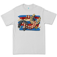 Dove Grey 4th of july horseshoe Premium Tee - CowGirlArtShop