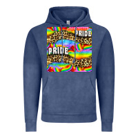 Vintage Denim Pride lgbtq leopard with love and rainbow seamless Vintage Hoodie - BundleAndBundleShop