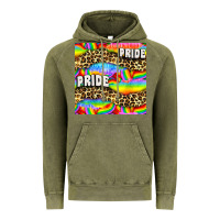 Vintage Olive Pride lgbtq leopard with love and rainbow seamless Vintage Hoodie - BundleAndBundleShop
