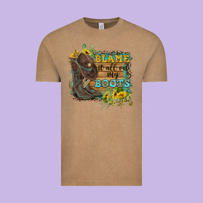 Blame It All On My Boots Vintage Tee Designed By Fadigitalartstudio