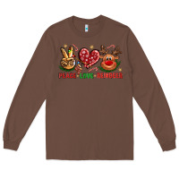 Chestnut Peace Love Reindeer Christmas Long Sleeve Tee - BundleAndBundleShop