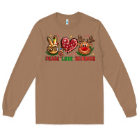 Toasted Coconut Peace Love Reindeer Christmas Long Sleeve Tee - BundleAndBundleShop