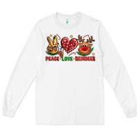 White Peace Love Reindeer Christmas Long Sleeve Tee - BundleAndBundleShop