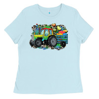 Baby Blue Autism farm tractor Ladies Tee - CowGirlArtShop