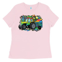 Bubblegum Pink Autism farm tractor Ladies Tee - CowGirlArtShop