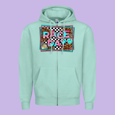 Race Day Zipper Hoodie Designed By Adodesignshop