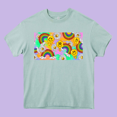 Smile Faces And Rainbow And Daisys Heavy Core Tee Designed By Tumblerdesignbyshophia